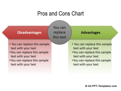 powerpoint comparisons templates showing opposite pros and cons template ppt