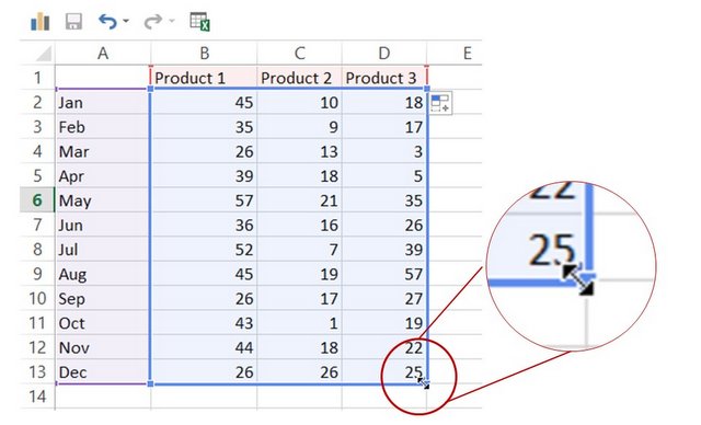 Selected Data Range