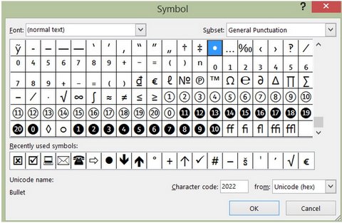 Bullet Point Symbols