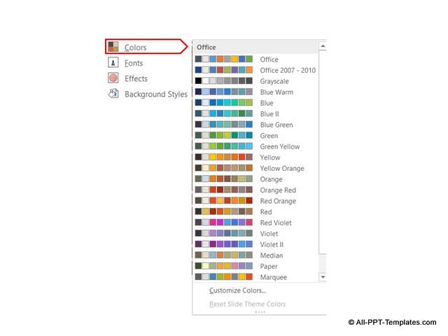 Changing PowerPoint color theme