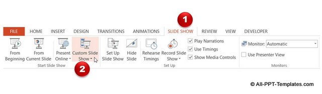 Custom Slideshows Menu