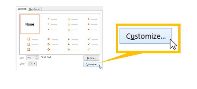 PowerPoint Bullet Customize Menu