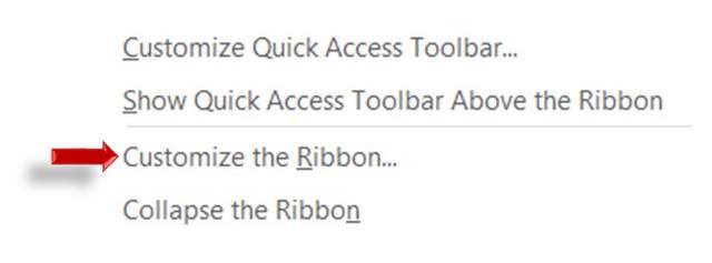 Customize the Ribbon Option