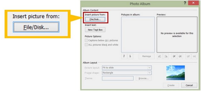 Insert Pictures from File to Create Photo Album