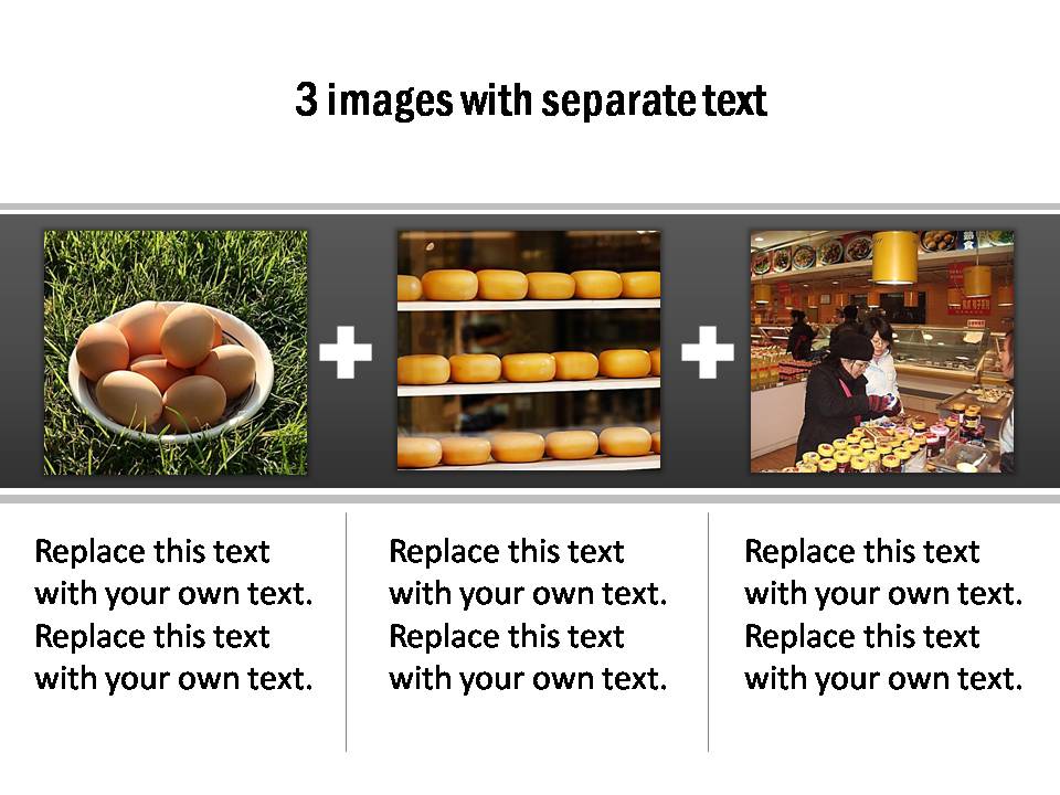 A PowerPoint timeline graphic to present 3 periods with photos and related detailed explanation.