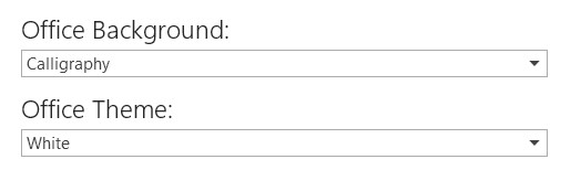 Settings for Office Theme