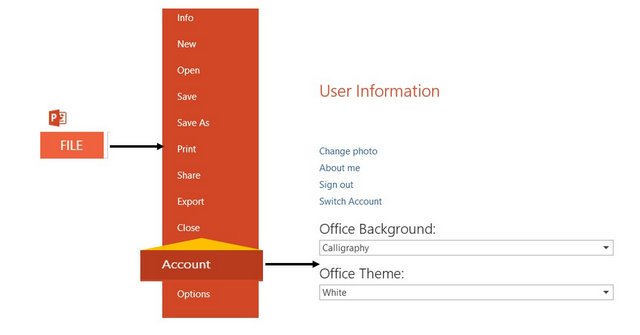 Steps to change office background and theme