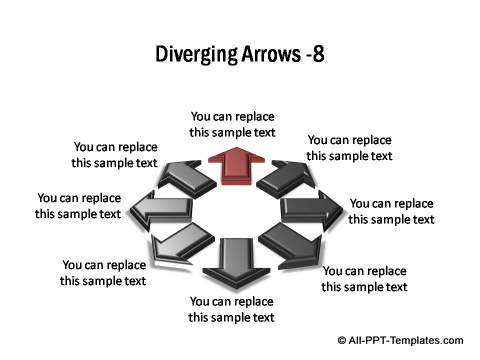 8 block arrows in 3D diverging from center