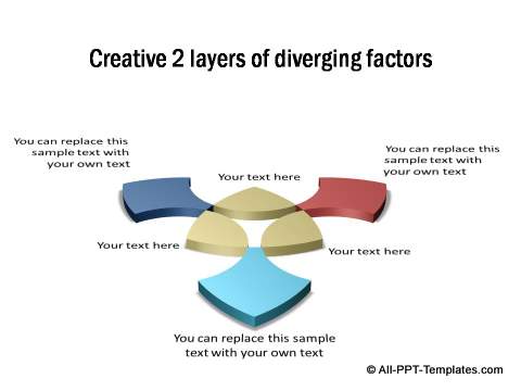 Creative PowerPoint diagram with diverging factors