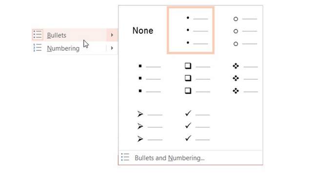 PowerPoint Bullets Menu