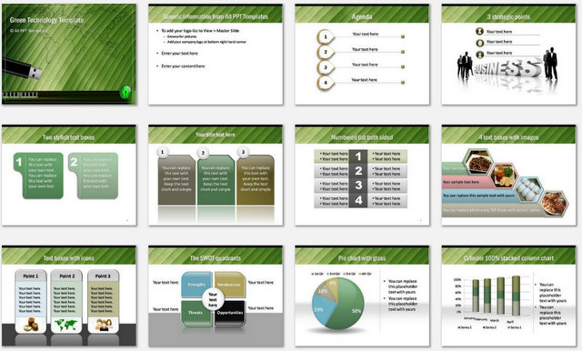 PowerPoint Green Technology Charts 1