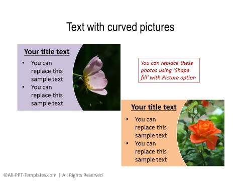 Text boxes with curved pictures