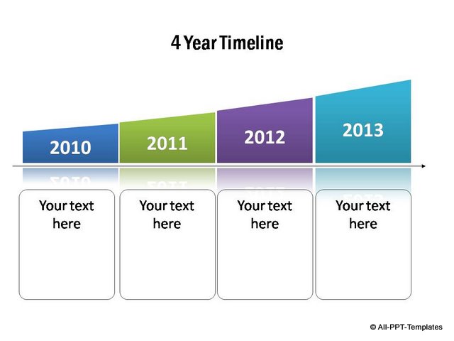 Stylish curved timeline template for 4 years