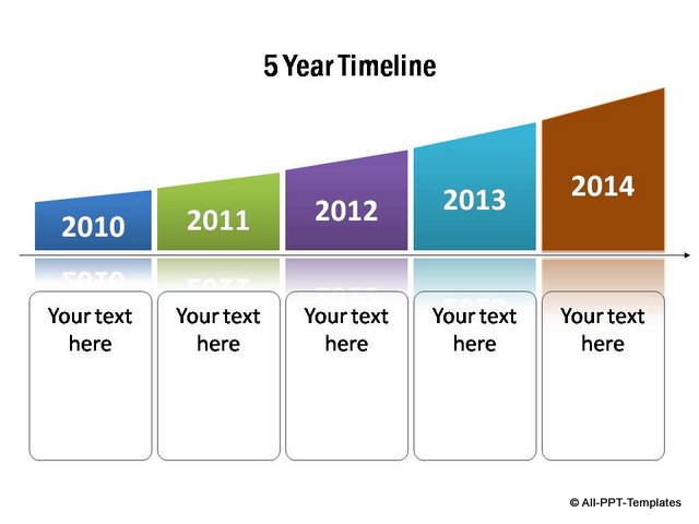 Stylish curved timeline template for 5 years