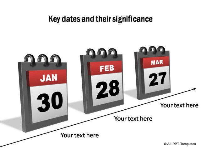 3D Calendars showing Key Dates