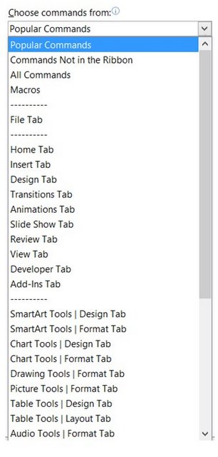 Selecting Commands for Toolbar