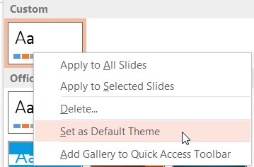 Set As Default Theme Option