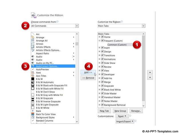 Steps to Add Command to Ribbon