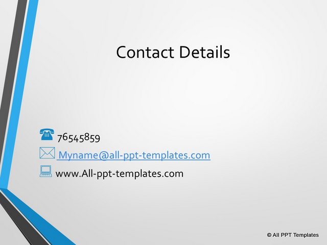 Contact details slide with creative bullets