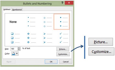 Bullet Point Dialog Box