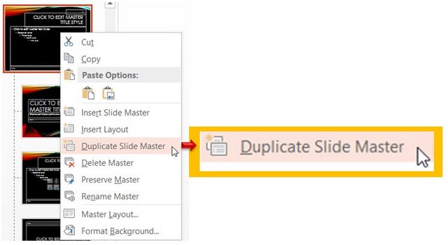 Duplicate slide master