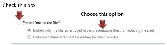 Embed Font Option Embed Font Option