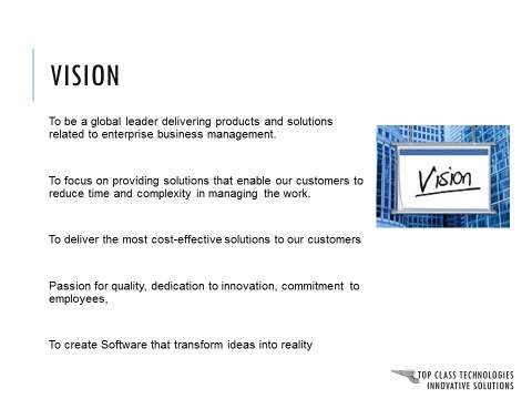 Corporate Presentation Vision Slide : Before