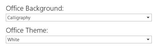 Settings for Office Theme
