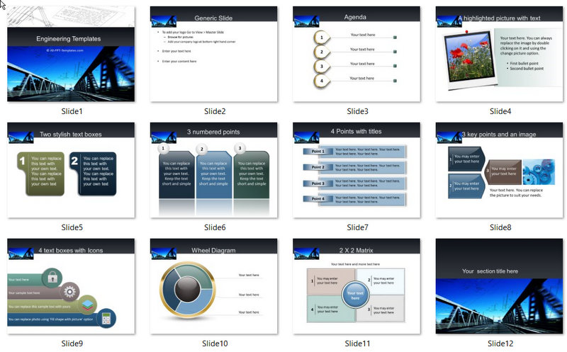 PowerPoint Bridge Construction Template 01