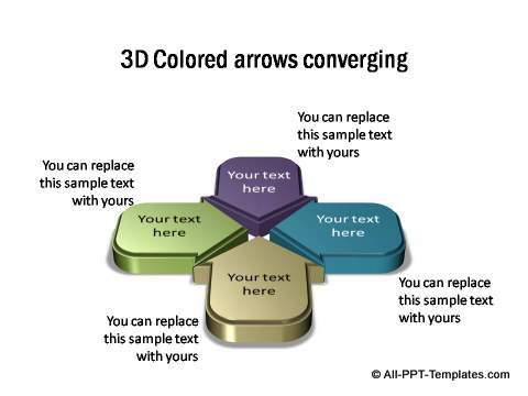 3D multicolored arrows converging
