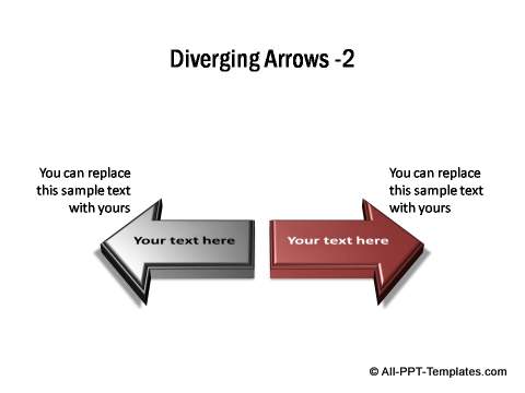 2 sets of diverging 3D block arrows
