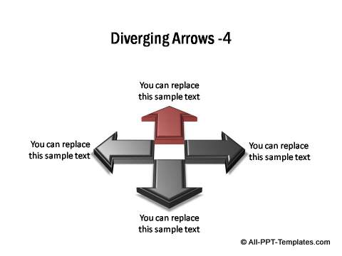 4 sets of diverging 3D block arrows