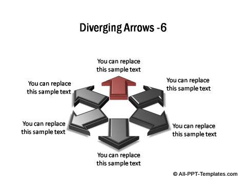 6 sets of diverging 3D block arrows