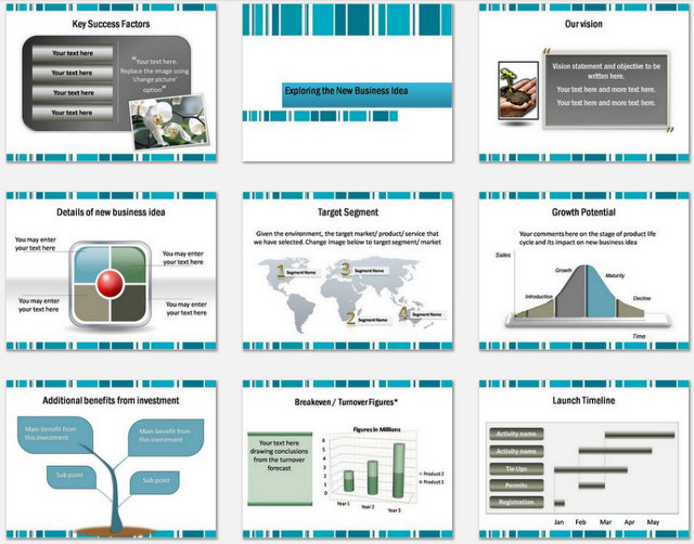 Powerpoint Business Lines Charts 2