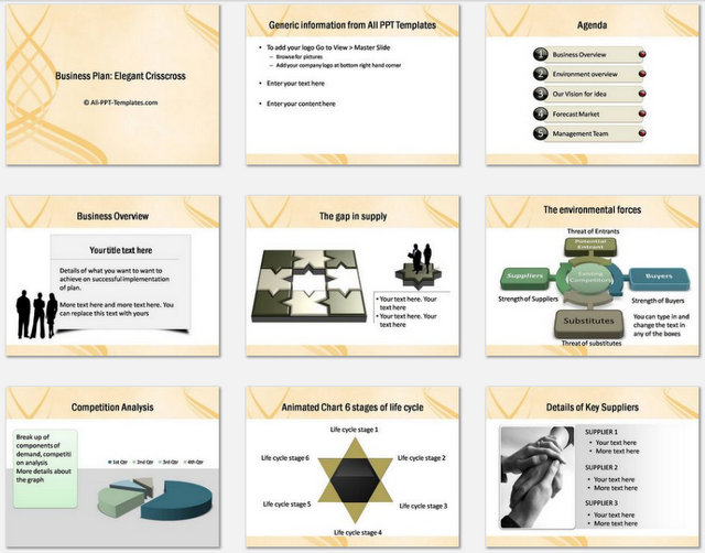 Powerpoint Elegant Crisscross Charts 1