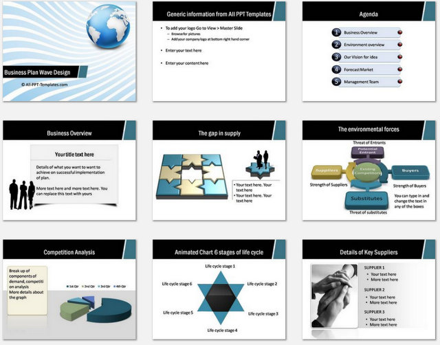 Powerpoint Wave Design Charts 1