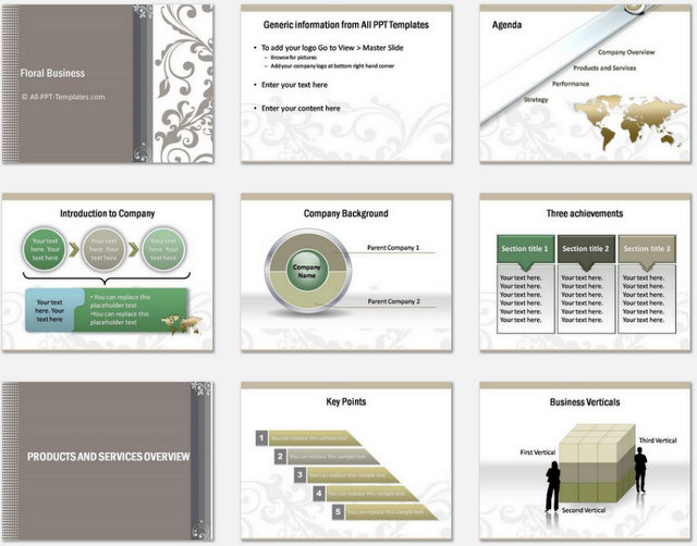 PowerPoint Floral Business Introduction Charts 1