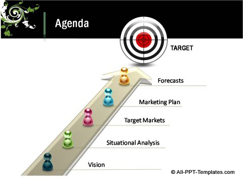 Floral Design 3D Target Agenda Slide