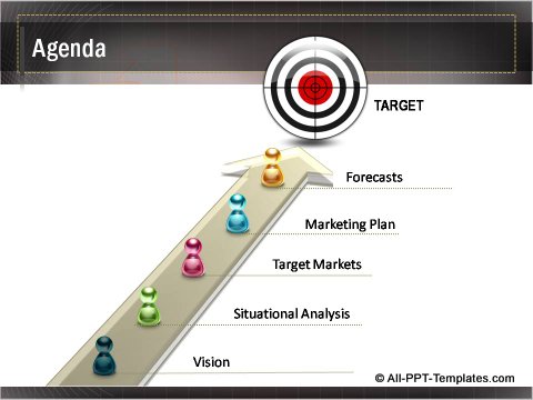 Business Growth 3D Target Agenda Slide