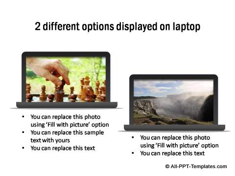 2 different options displayed on laptop