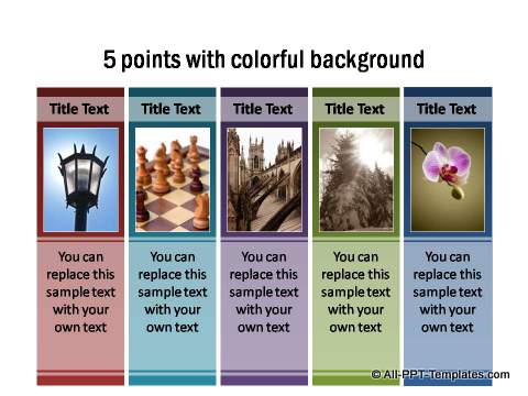 5 points in a colorful background