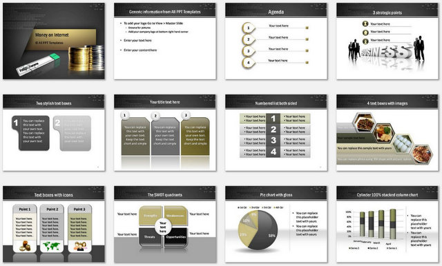 PowerPoint Money on Internet Charts 1