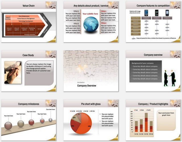 PowerPoint Puzzle Concept  Charts 02