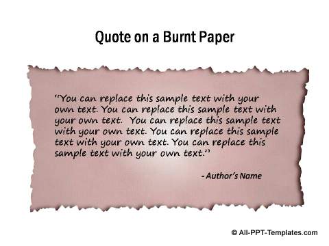 Quote highlighted on burnt paper