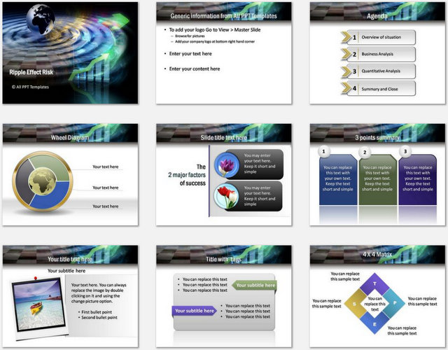 PowerPoint Ripple Effect Risk Charts 1