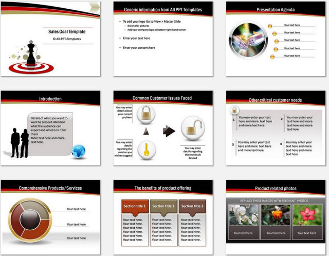 PowerPoint Sales Goals Charts 01