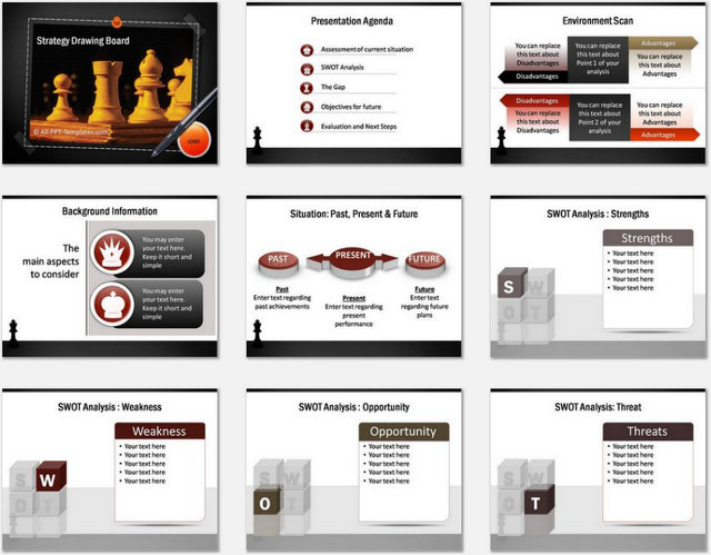 PowerPoint Strategy Drawing Board Charts 01