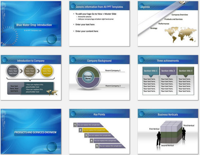 PowerPoint Water Drop Intro Charts 1