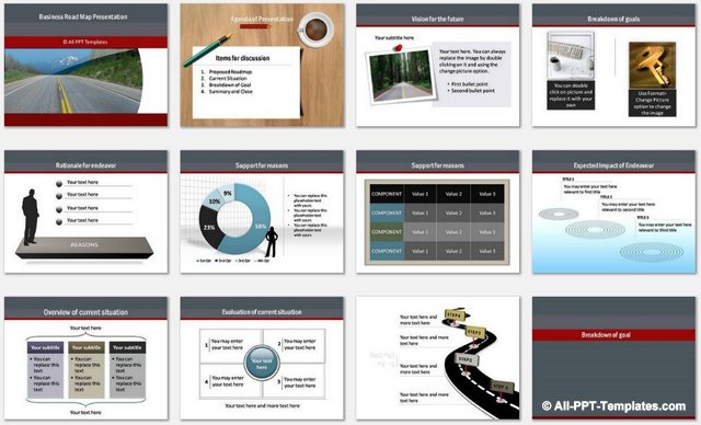 PowerPoint Business Roadmap charts 1