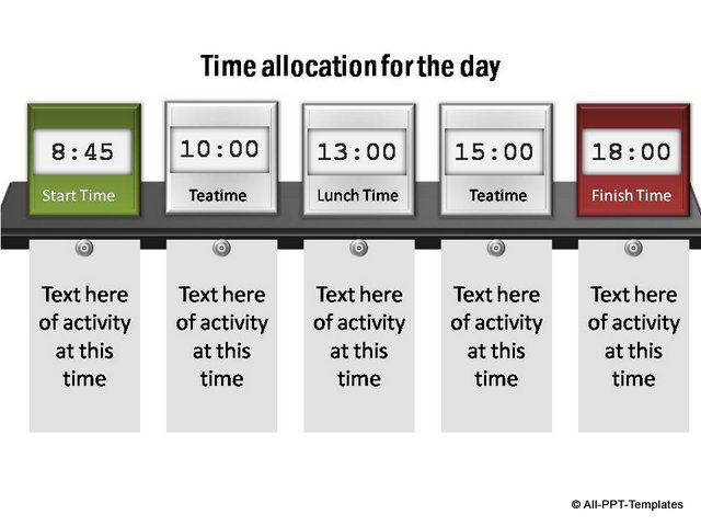 Clock showing key times